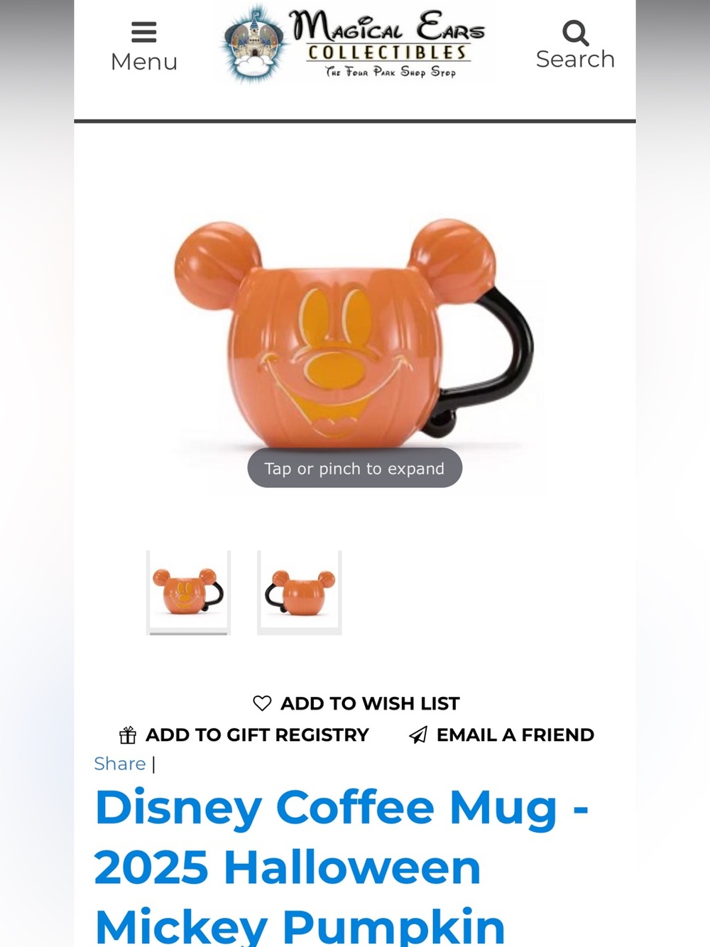 Disney Mickey Pumpkin Mug - Orange